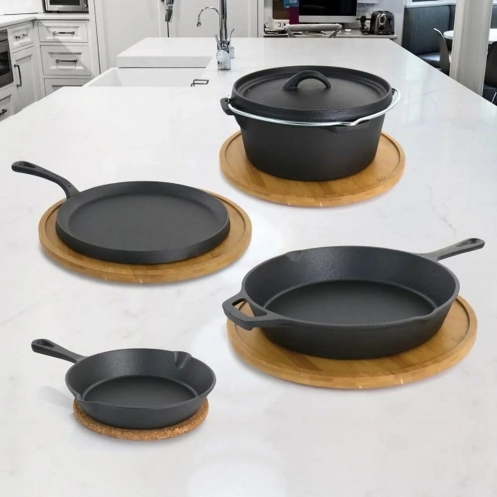 Pre-Seasoned 5-Piece Cast Iron Cookware Set, Non-Stick Pots & Pans for Oven, Stovetop & Grill,