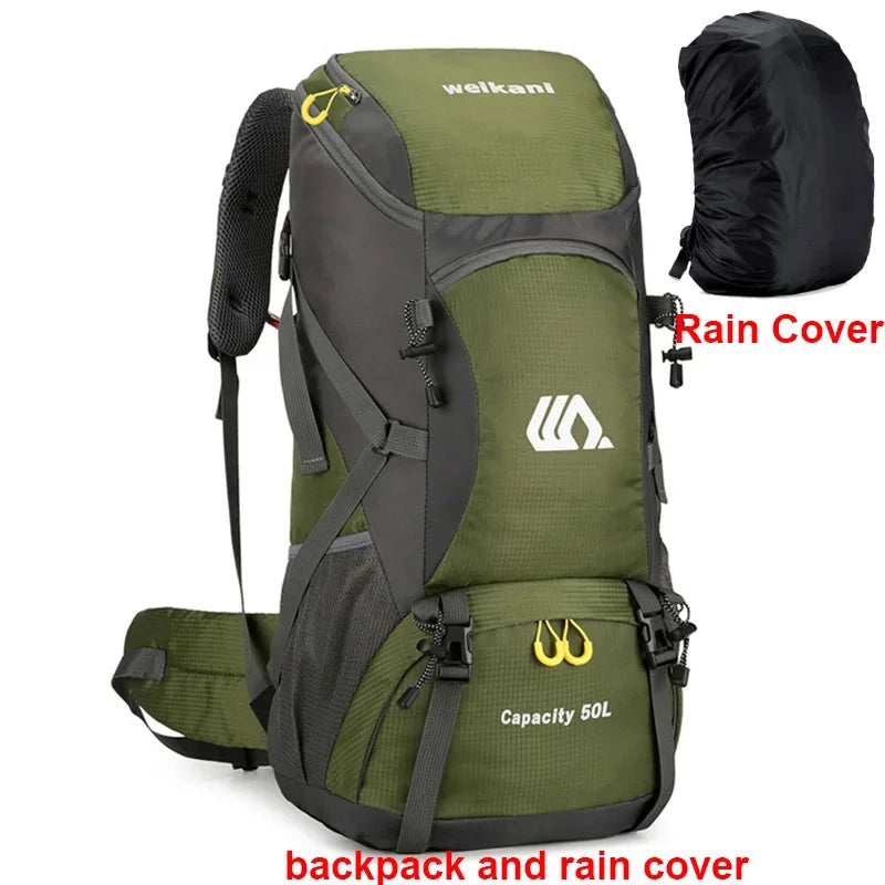 50L Travel Backpack Camping Men Large Hiking Bag Tourist Rucksack Waterproof