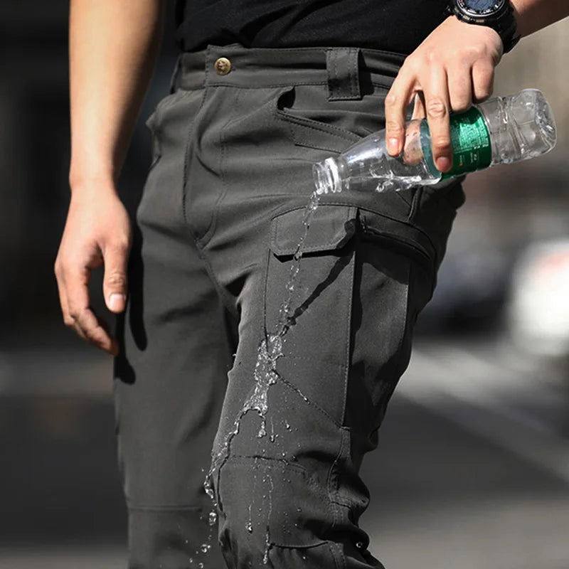 Men Fashion Cargo Pants Solid Color Multi-Pockets Waterproof Trousers Fall Casual Jogger Pants Sweatpants