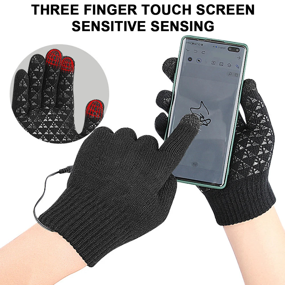 Electric Heated Gloves Touch Screen Outdoor Riding Skiing Mitten USB Heated Gloves Winter Cycling Gloves