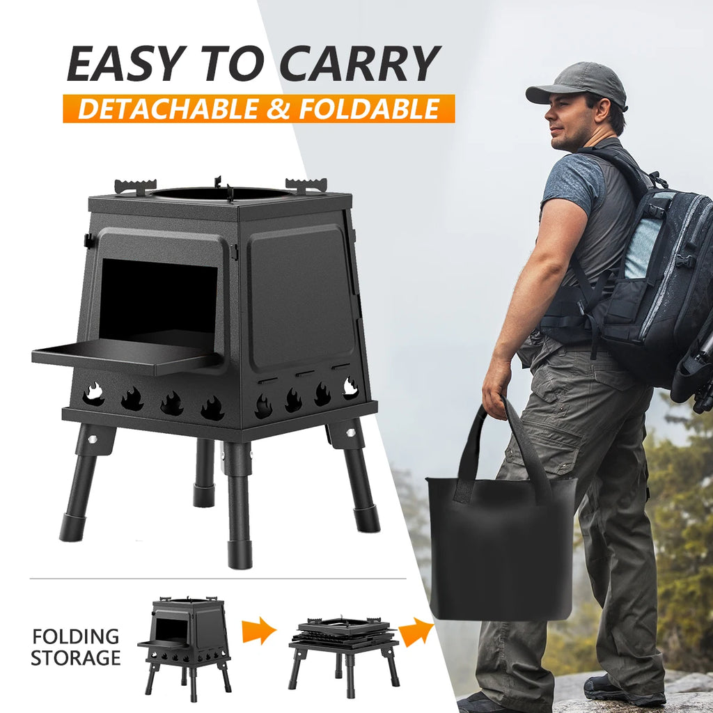 Wood Burning Camp Stove Portable Cast Iron Wood Stove
