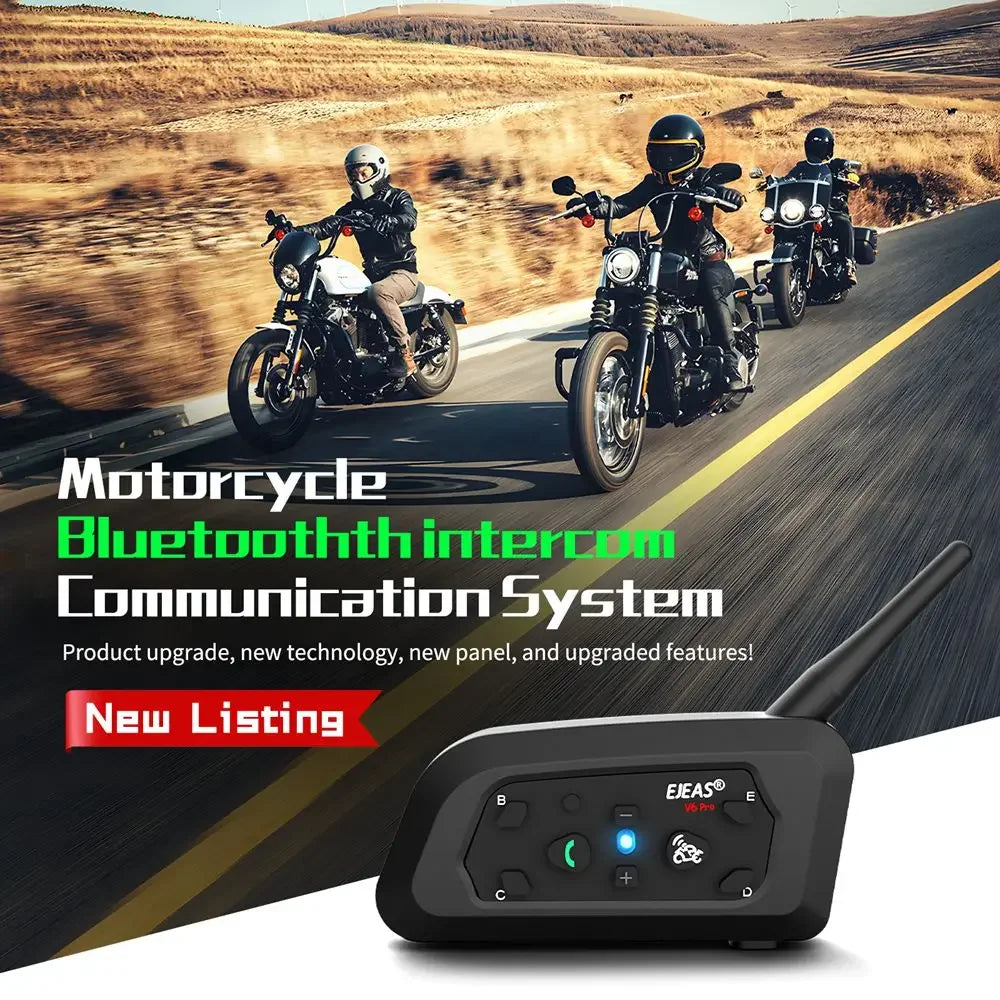 Motorcycle Intercom Helmet Bluetooth Headsets 6 Riders