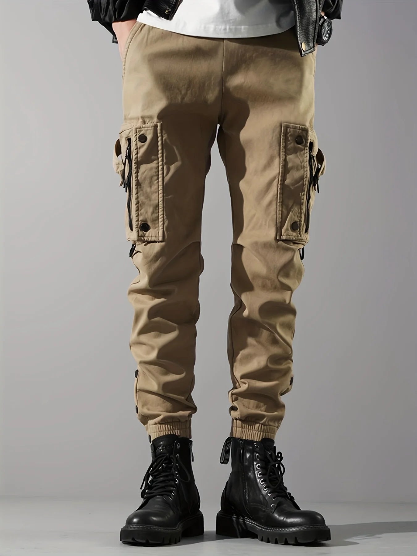 Multi-pockets Ribbons Bandage Tactical Techwear Cargo Pants Mens Harajuku Punk Hip Hop Joggers