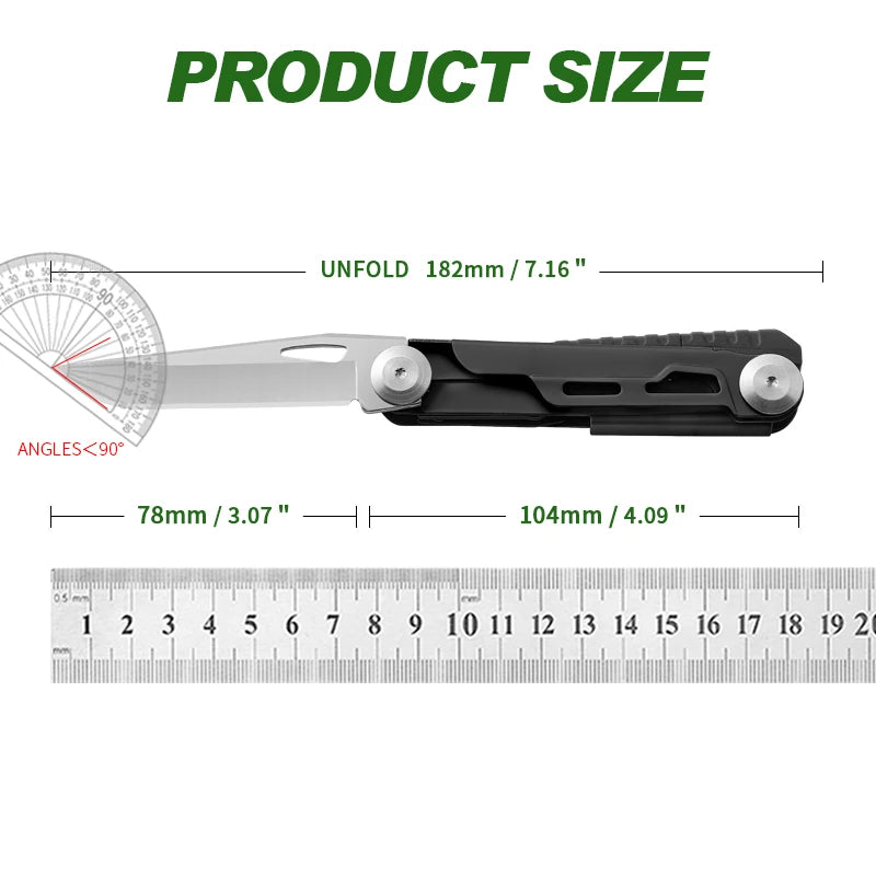 EDC Tactical Folding Pocket Knife Multi-tool Survival with can opener Screwdriver sheath