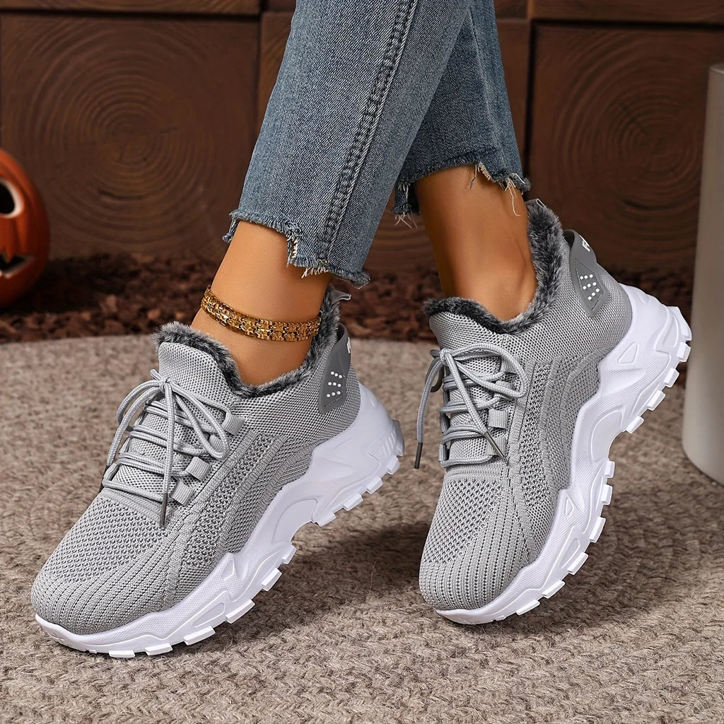 Women's Winter Lightweight Warm Sneakers Waterproof Non-Slip Outdoor Walking for Cold Weather