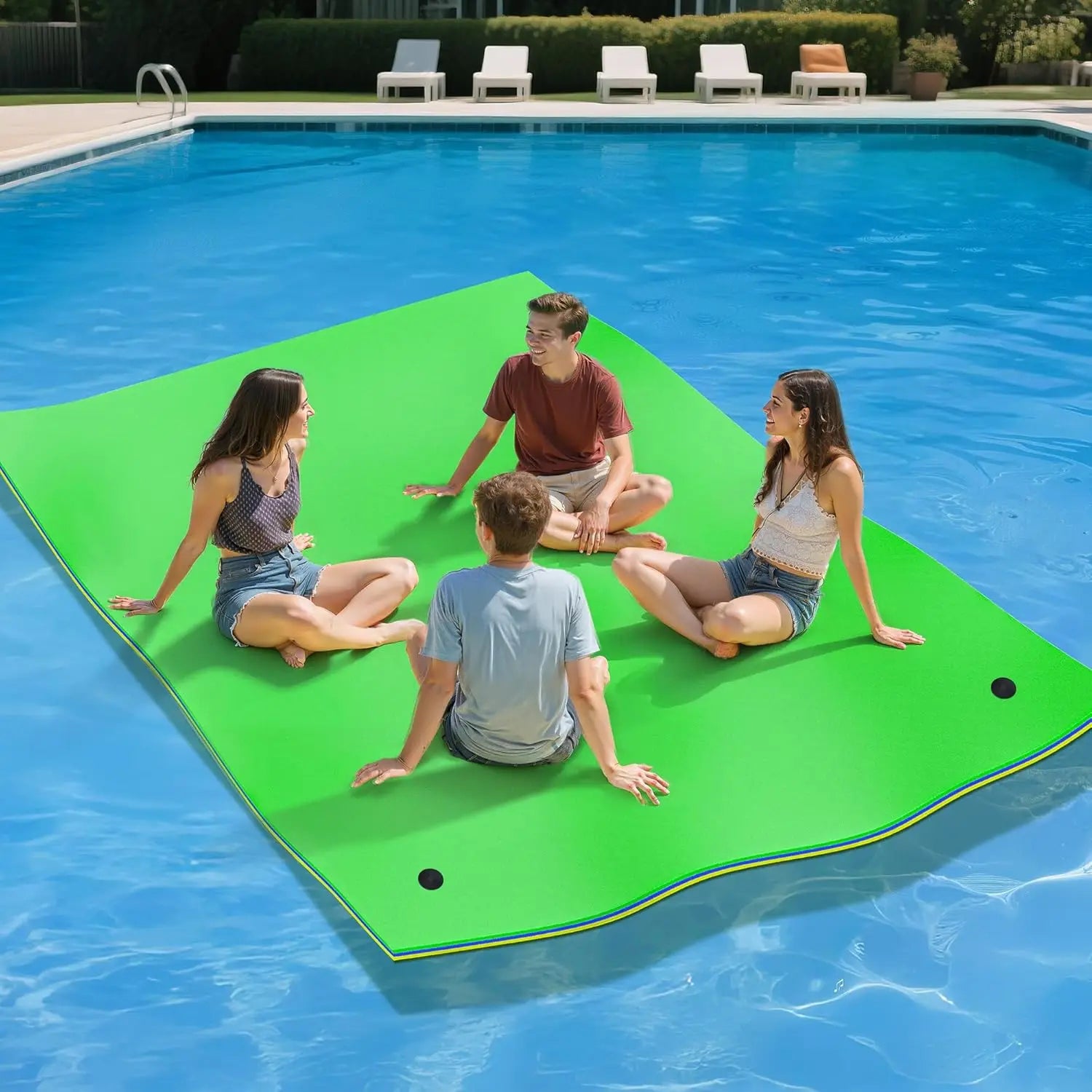 9'/12' Lily Pad Floating Mat Portable Outdoor Water Floating Mat, 3-Layer XPE Floating Island