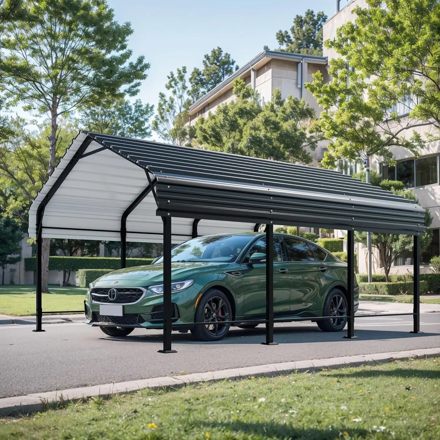 12x15 FT Heavy Duty Metal Carport Canopy with Enhanced Base & Frame