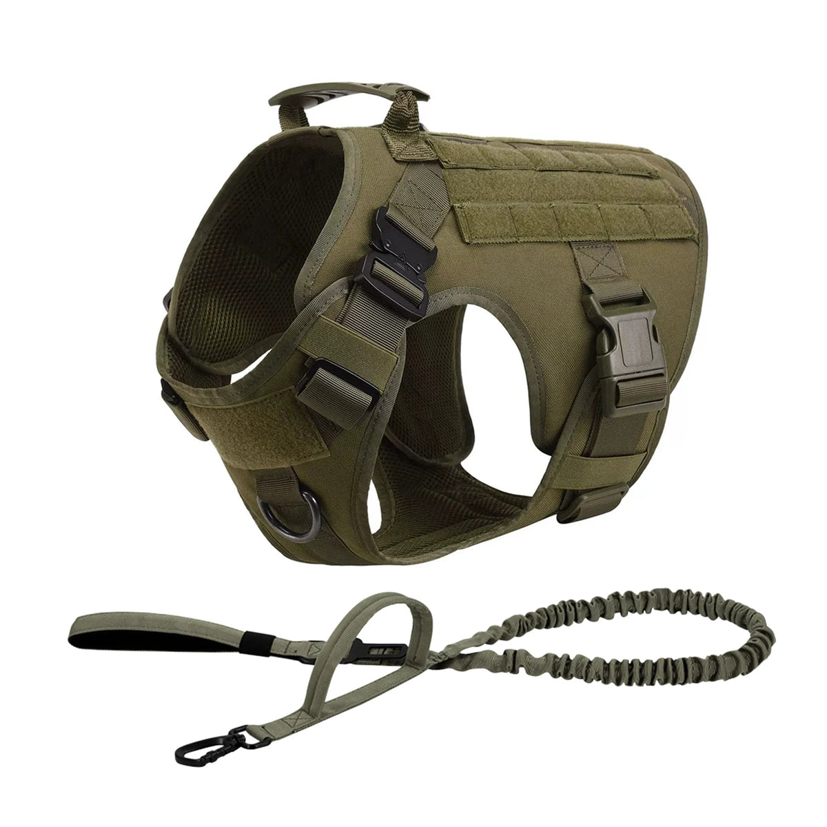 Tactical Dog Harness Collar Leash Molle Pouches For Medium Large Dogs Pet