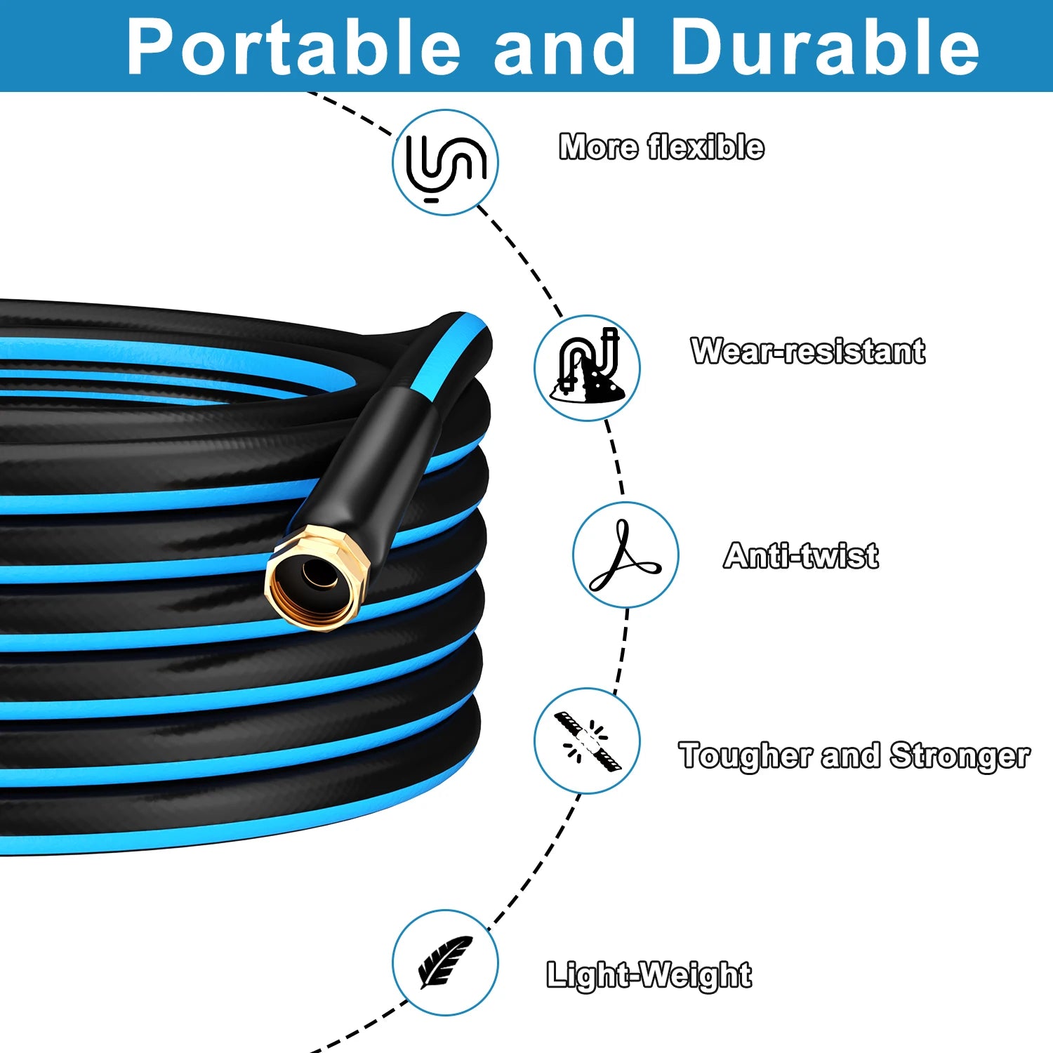 GardenJoy PVC Garden Hose Heavy-Duty Durable Hose 25-100 ft Outdoor Water Hose 5/8 in Irrigation hose for garden irrigation pipe