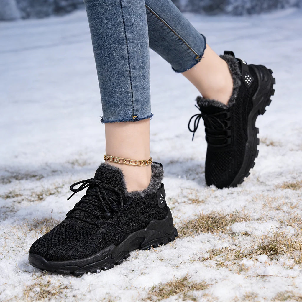 Women's Winter Lightweight Warm Sneakers Waterproof Non-Slip Outdoor Walking for Cold Weather