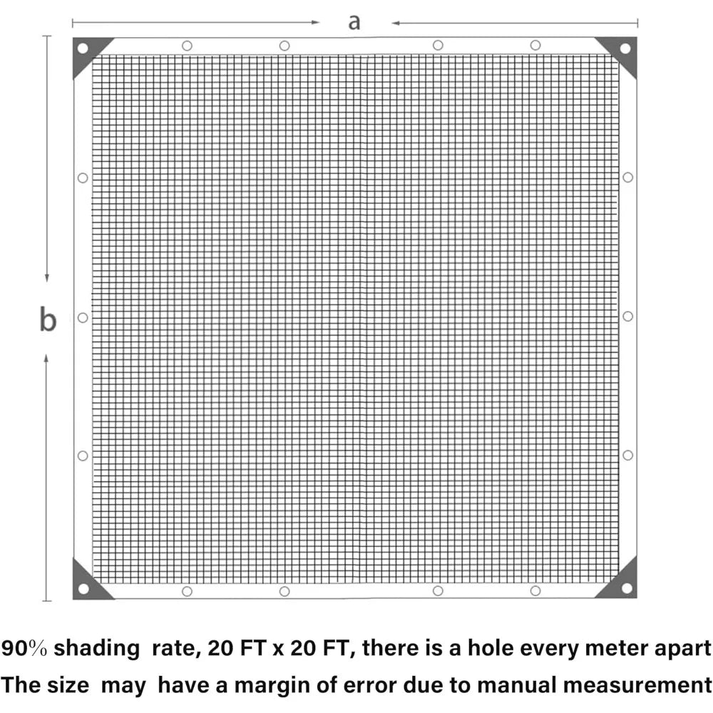 Sturdy Dog Kennel Shade Cover, 20x20 Feet, 90% Sunblock Mesh Tarp with Grommets for Patio Protection