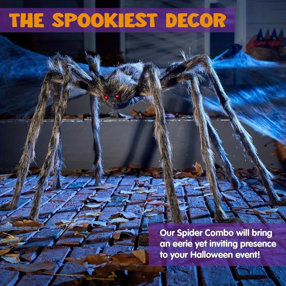 Large Giant Spider Halloween Outdoor Decorations Scary Large Spider Props Brown (Standing Height Is 15 Inches)