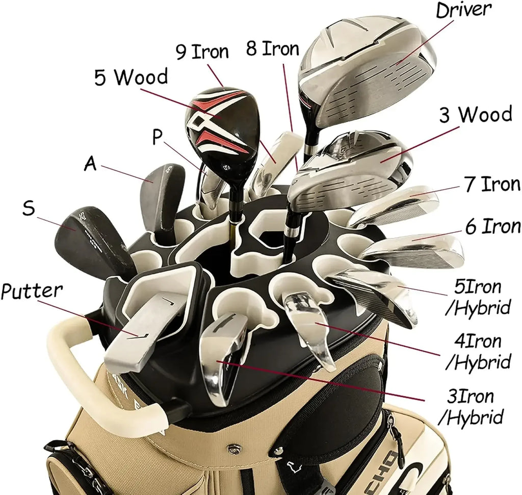 2024 T-Lock Golf Cart Bag with 14 Way Organizer Divider Top, with Handles and Rain Cover