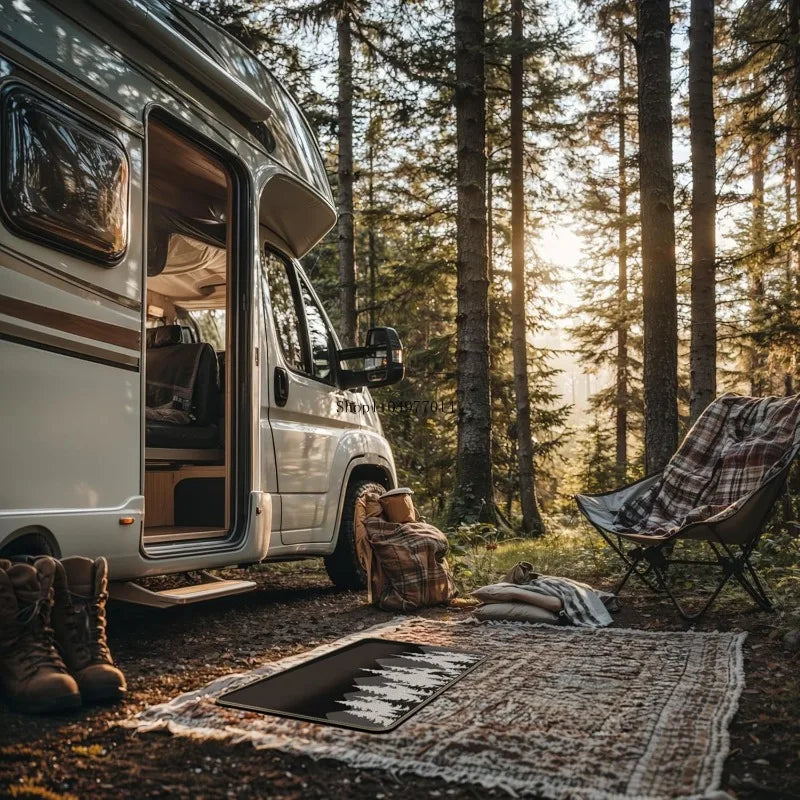 Sasquatch forest doormat, camper essentials, camping lover gift