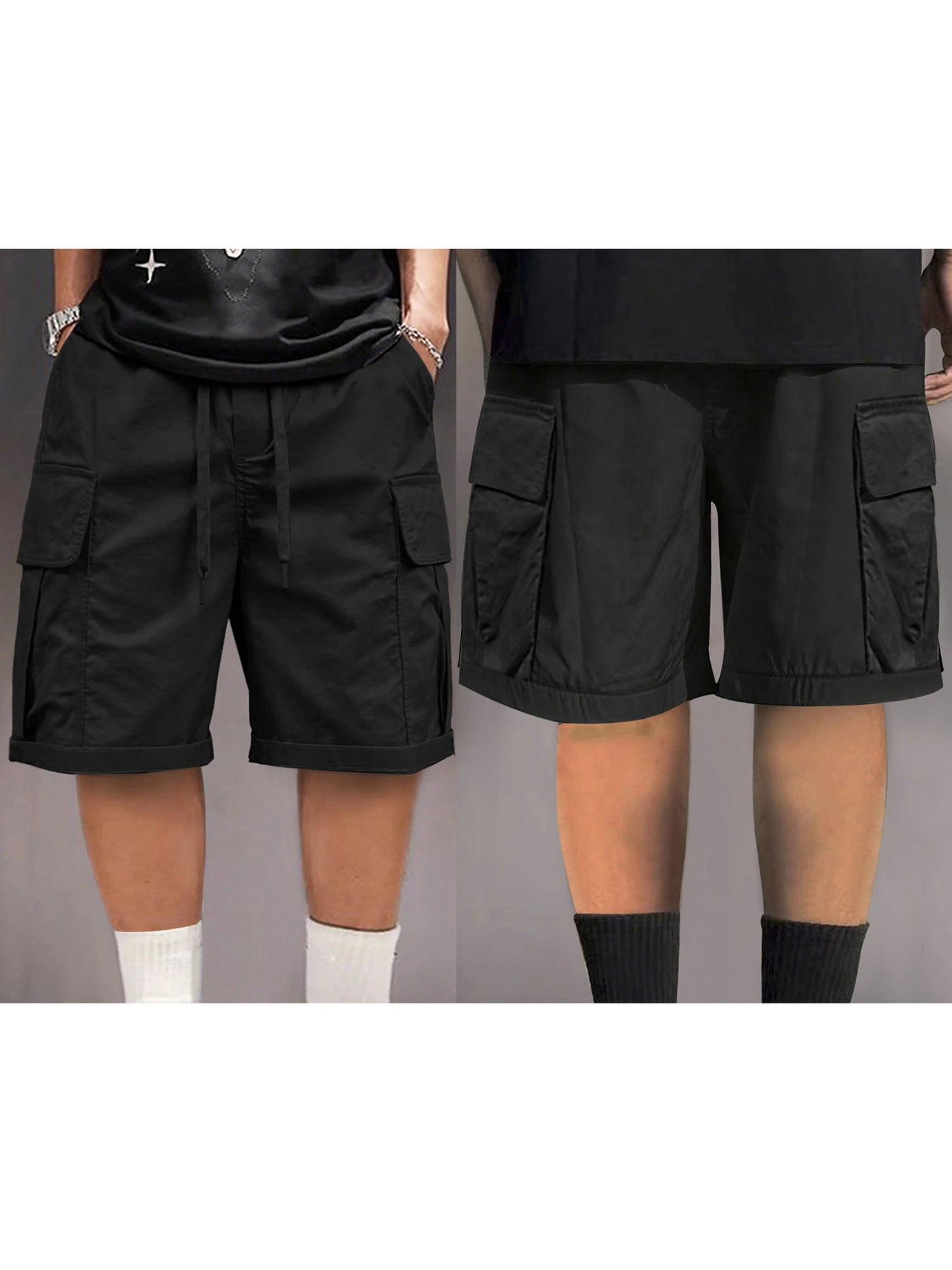 Men s Lightweight Quick Dry Cargo Shorts with Elastic Waistband and Multiple Pockets