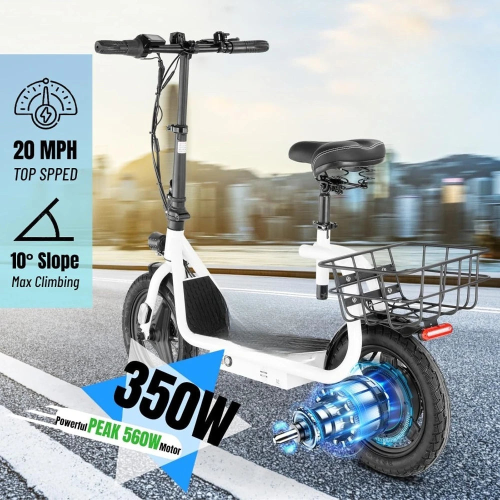 1200W Electric Scooters for Adults 14"Tire,500Wh Battery,30Miles Range,20MPH Top Speed, Adjustable Electric Scooter