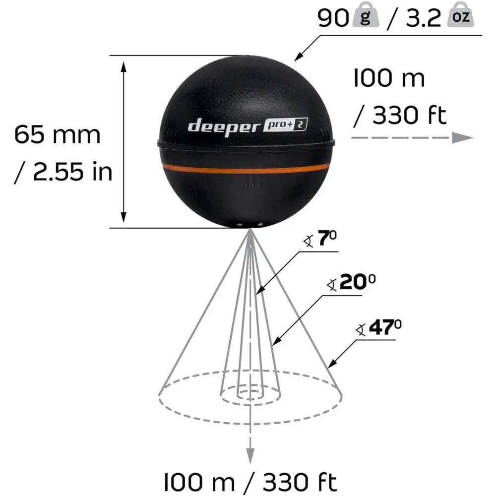 PRO+ 2 Sonar - Portable Fish Finder and Depth Finder with GPS Enabled