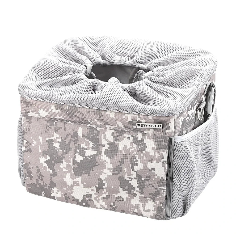 Dog Bike Basket, Expandable Soft Sided Pet Carrier Backpack with 4 Open Doors, Foldable