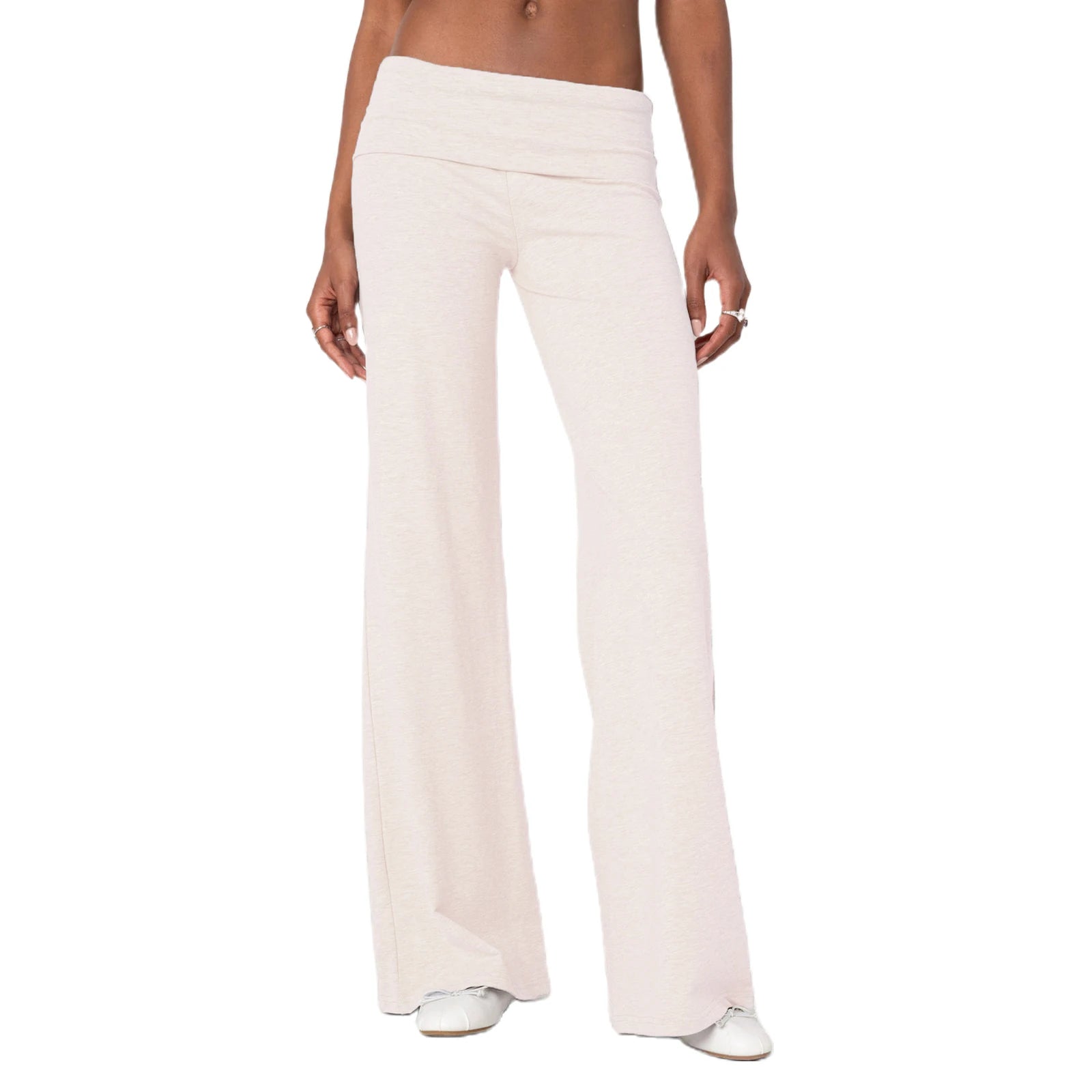 Casual Wide Leg Sweatpants for Women Fold Over Low Rise Flare Yoga Lounge Pants Fold over Low Flare