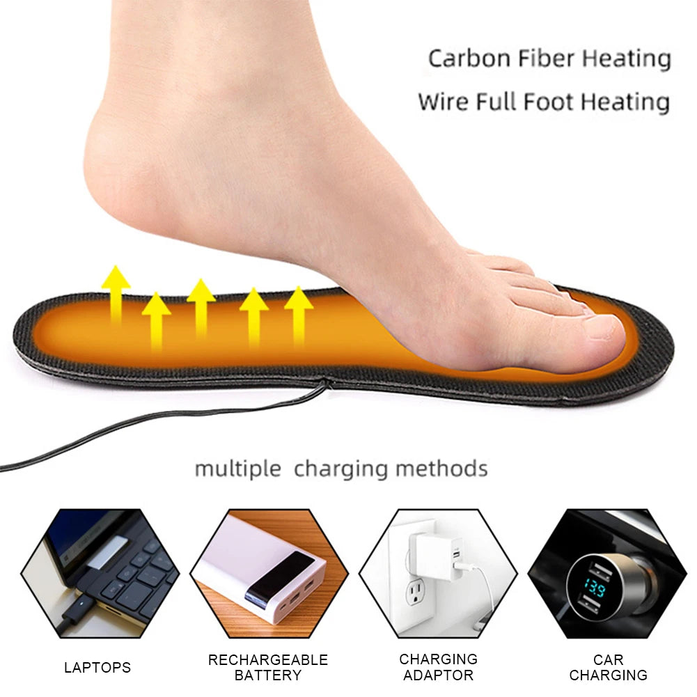 USB Heated Shoe Insoles Electric Heated Shoes Pad Cuttable Foot Warming Pad Washable Rechargeable