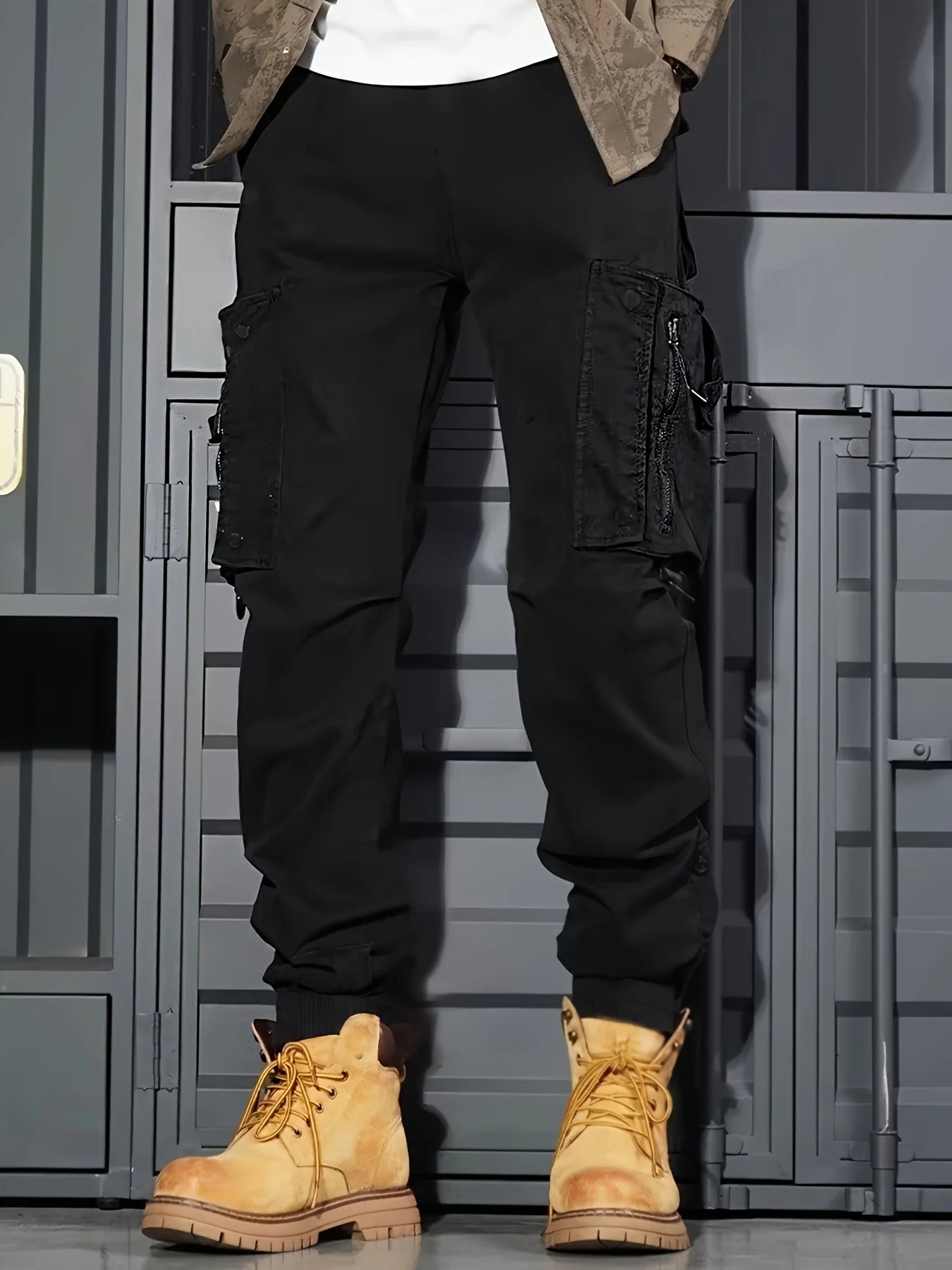 Multi-pockets Ribbons Bandage Tactical Techwear Cargo Pants Mens Harajuku Punk Hip Hop Joggers