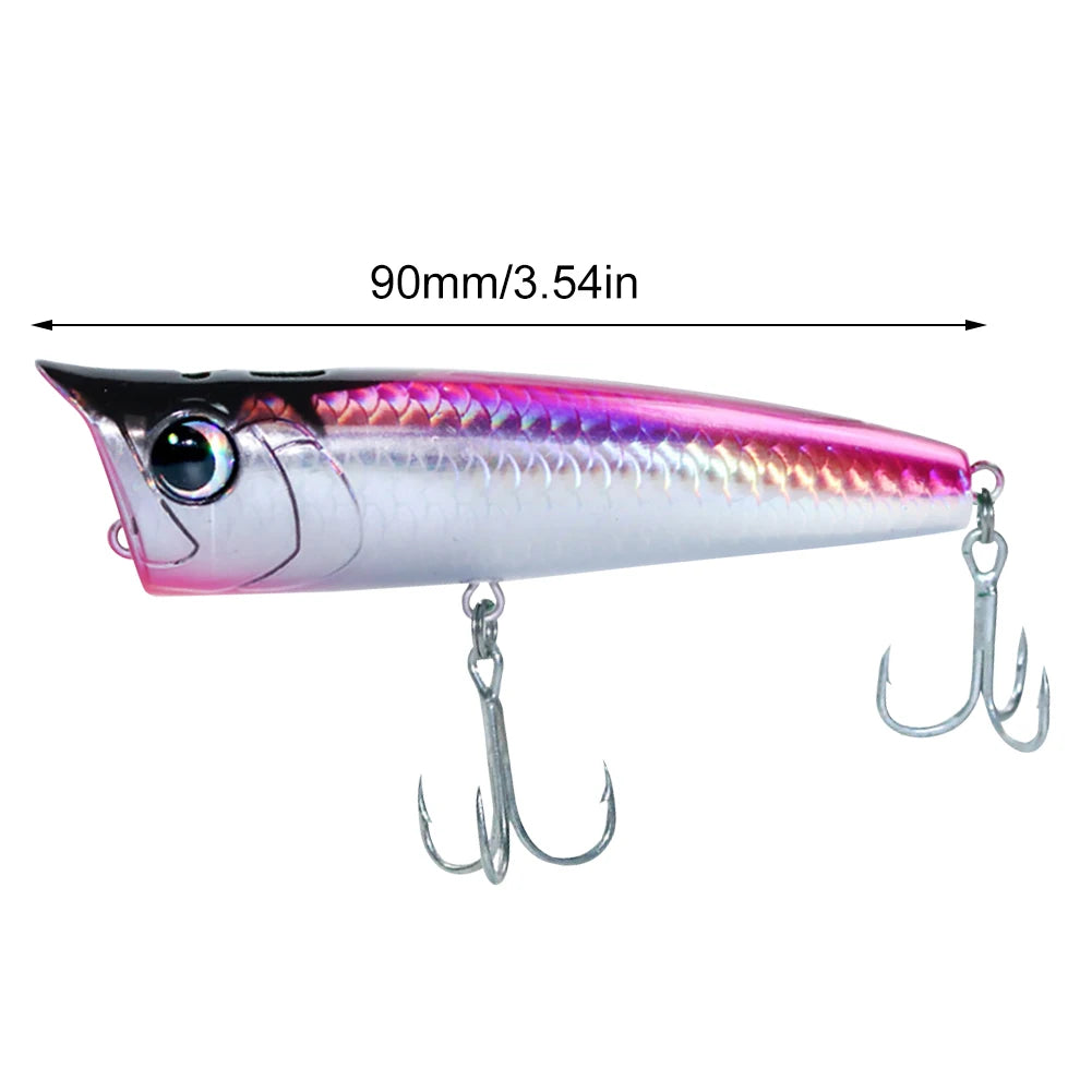 Floating Fishing Lure 90mm 15g Topwater Popper Bait 3D Eyes Artificial Wobbler Swimbait for Freshwater Saltwater Surface Fishing