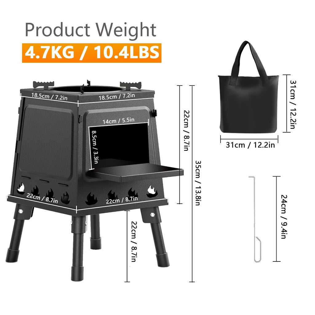 Wood Burning Camp Stove Portable Cast Iron Wood Stove
