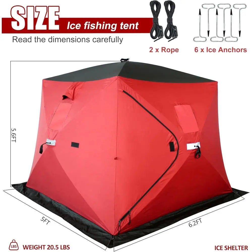 300D/600D Insulated Ice   fishing Shelter 2-3 Person, Wide Bottom Thermal Portable
