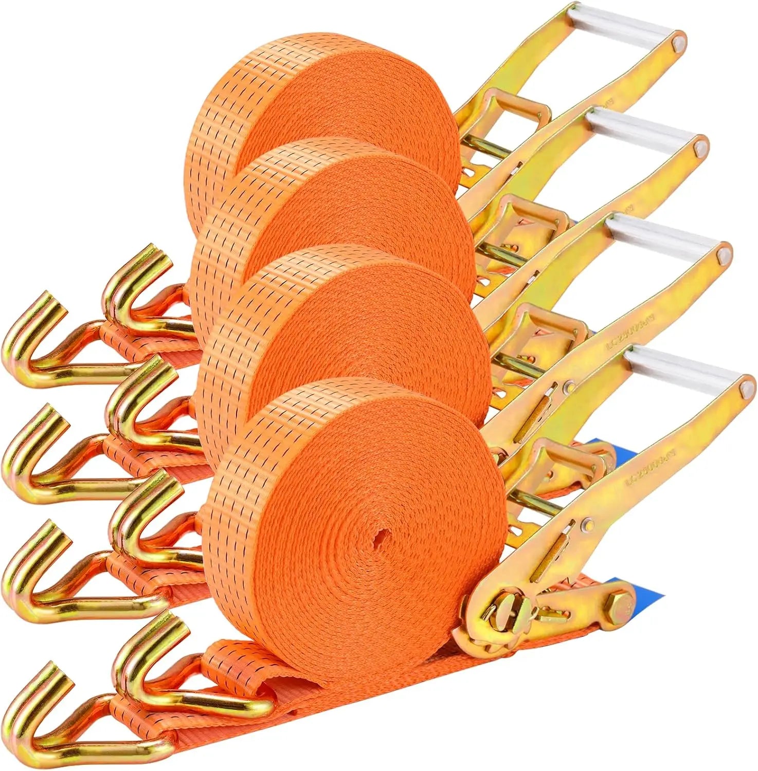 9m X 50mm Double J Hook Ratchet Straps (11,000 lbs Break Strength), Heavy Duty Tie Down Straps