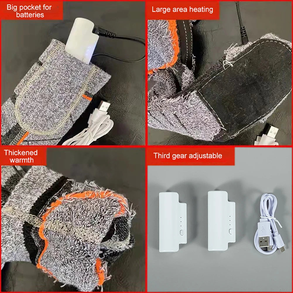 Electric Winter Warm Socks 3.7v Battery Foot Warmer Elastic Comfortable 3 Modes Adjustable