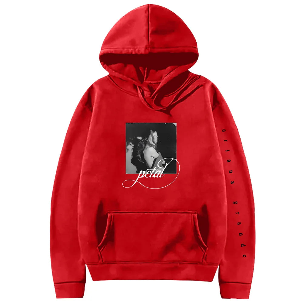 Fashion Ariana Grande Petal Hoodie Vintage Print Hoody Women Men Casual Long Sleeve Hooded Sweatshirts