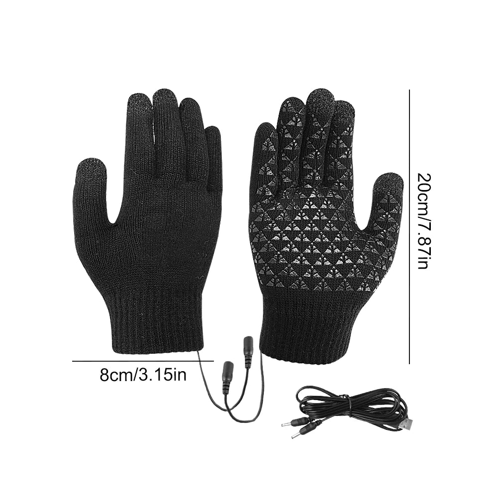 Electric Heated Gloves Touch Screen Outdoor Riding Skiing Mitten USB Heated Gloves Winter Cycling Gloves