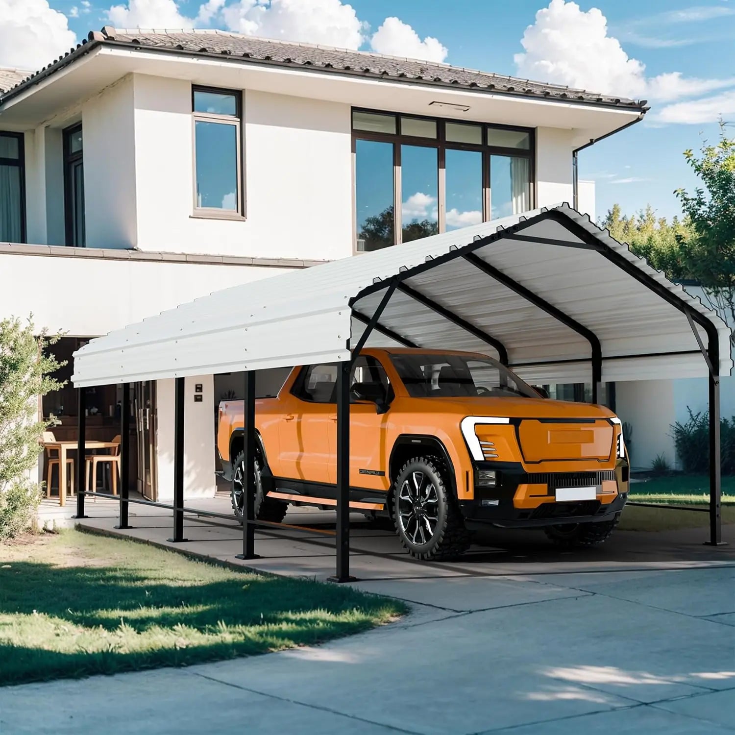 12x15 FT Heavy Duty Metal Carport Canopy with Enhanced Base & Frame