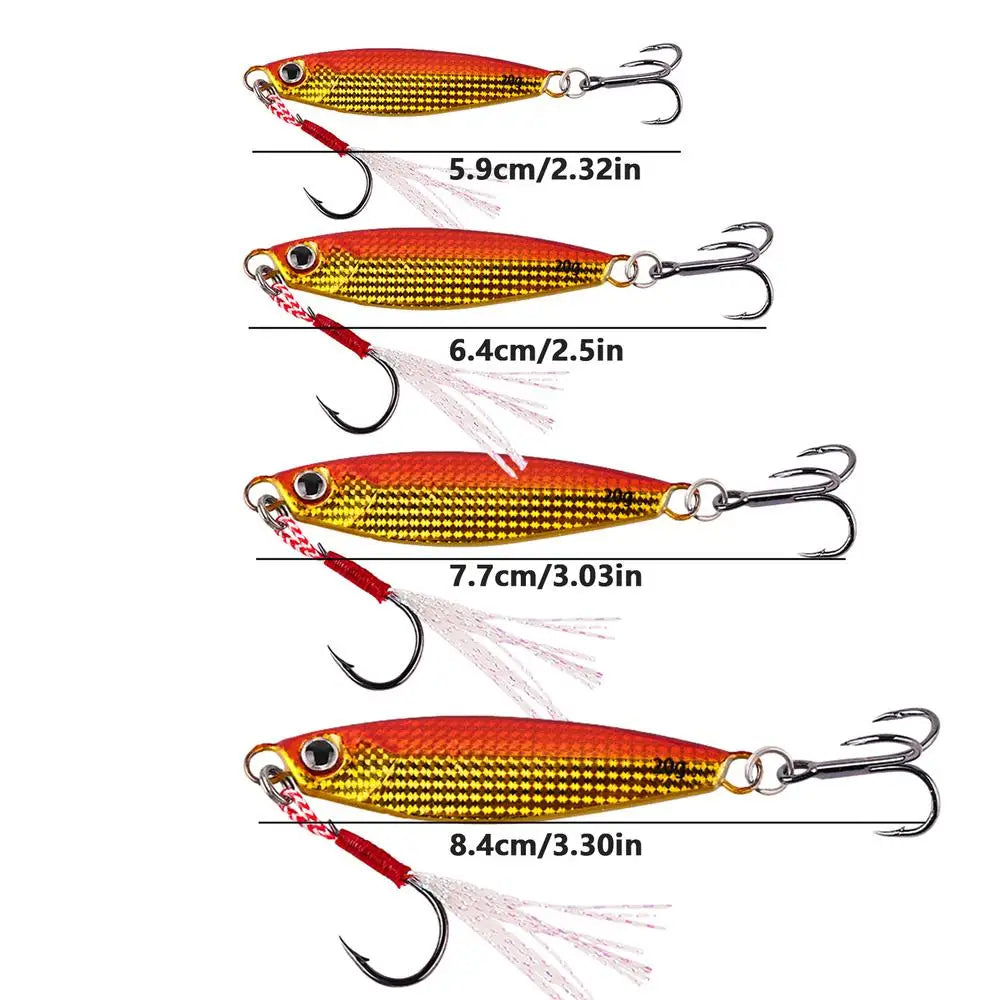 4PCS New Mixed Sea Fishing Jigs Saltwater Ice Fishing Jigs Kit Vertical Hard Swimbait Metal Spoons Lures