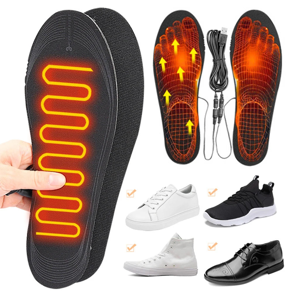 USB Heated Shoe Insoles Electric Heated Shoes Pad Cuttable Foot Warming Pad Washable Rechargeable