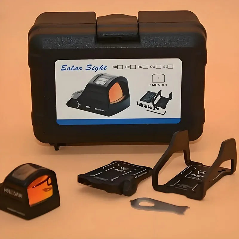 507C Solar-Powered Reflective Red Dot Scope, Black with Orange-Red Accents, Compact & Durable