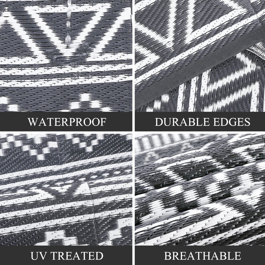 5x8 Waterproof Reversible Patio Rug Outside Plastic RV Rug Boho Camping Rug for Camper Porch