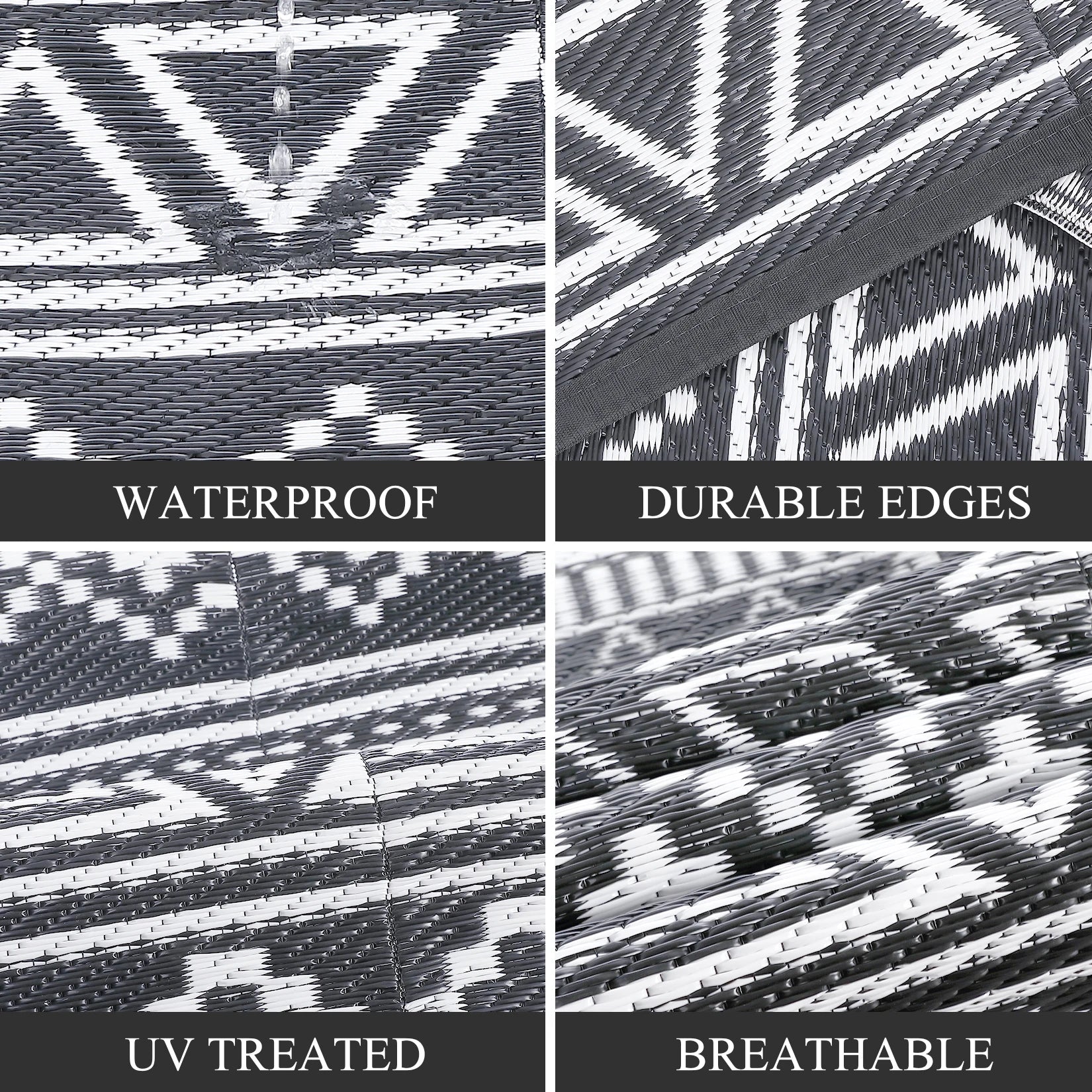 5x8 Waterproof Reversible Patio Rug Outside Plastic RV Rug Boho Camping Rug for Camper Porch