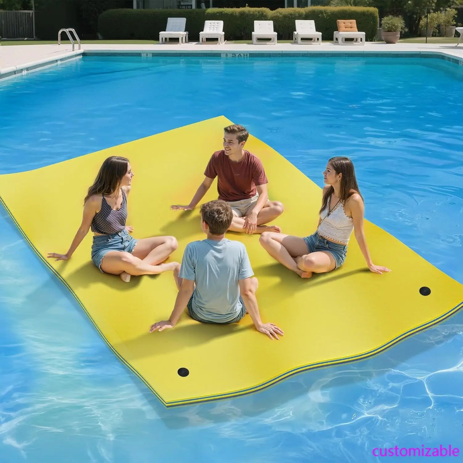 9'/12' Lily Pad Floating Mat Portable Outdoor Water Floating Mat, 3-Layer XPE Floating Island