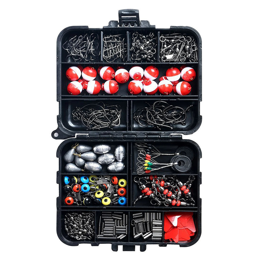 263pcs Fishing Accessories Set with Plier Jig Hooks Sinker Weight Swivels Snaps Sinker Slides