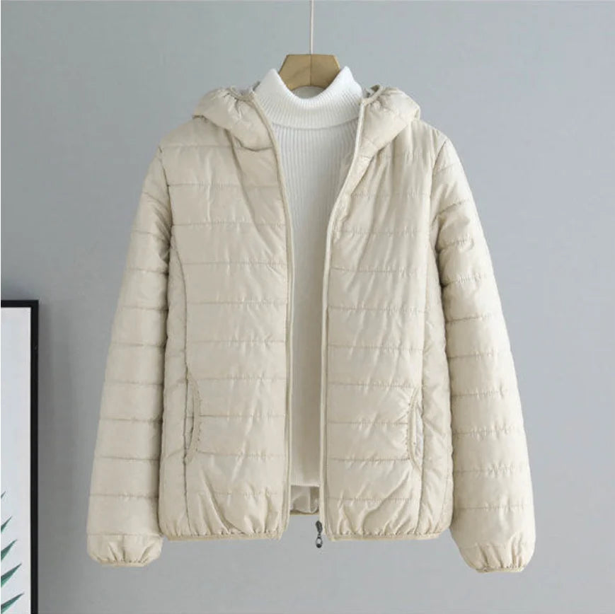 Winter Puffer Parkas Cotton Quilted Jacket Casual Outerwear Female Solid Color Zip Up Down Coat