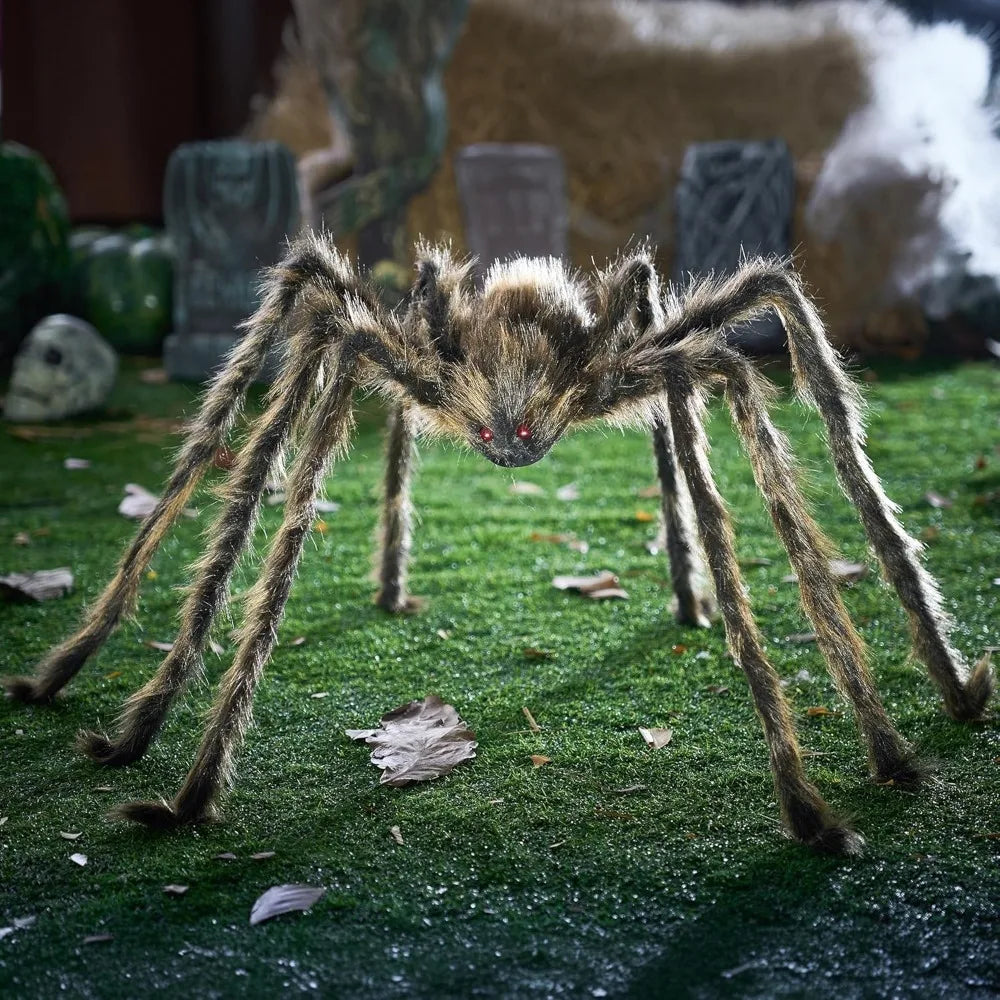 Large Giant Spider Halloween Outdoor Decorations Scary Large Spider Props Brown (Standing Height Is 15 Inches)
