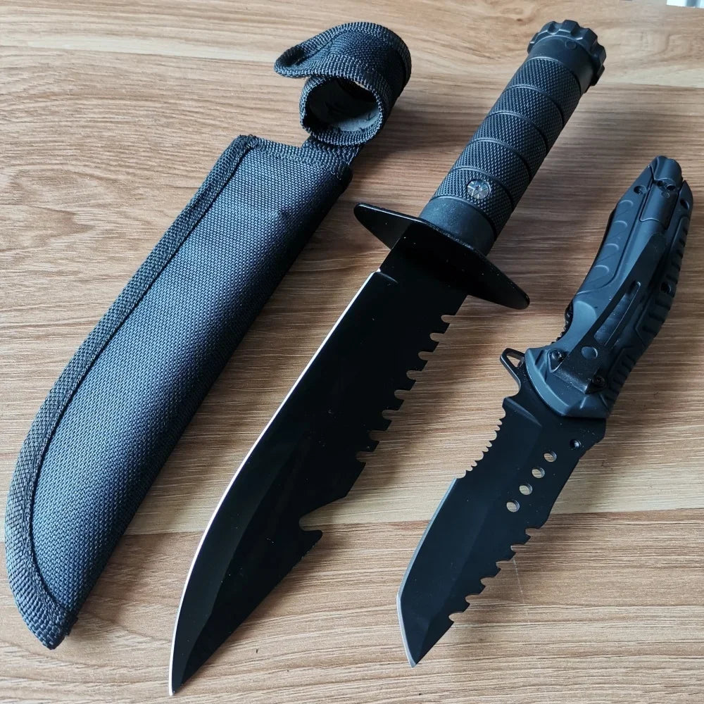 Premium Stainless Steel Knife Set: Fixed & Folding Blades and Rust-Resistant