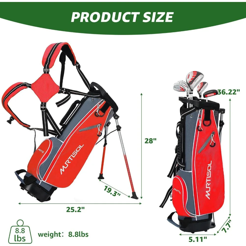 5/6 Pieces Kids Golf Club Set, Set Ages 4-12 Includes Stand Bag, Irons and Putter Right Hand