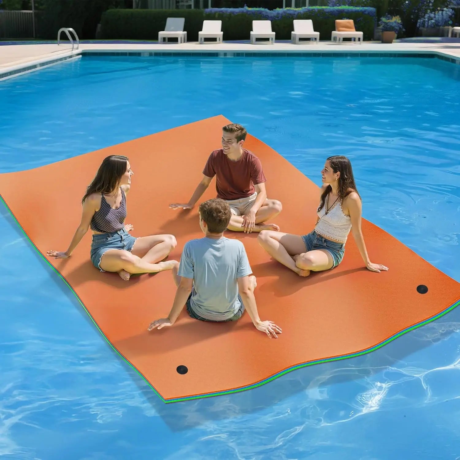 9'/12' Lily Pad Floating Mat Portable Outdoor Water Floating Mat, 3-Layer XPE Floating Island