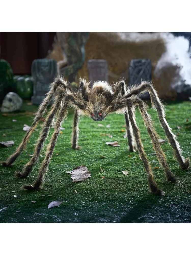 Large Giant Spider Halloween Outdoor Decorations Scary Large Spider Props Brown (Standing Height Is 15 Inches)
