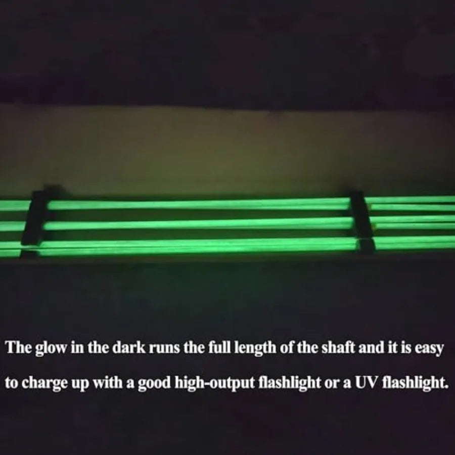 6 Pack 32 inch Bowfishing Arrows Luminous with Broadheads and Safety Slides for Compound