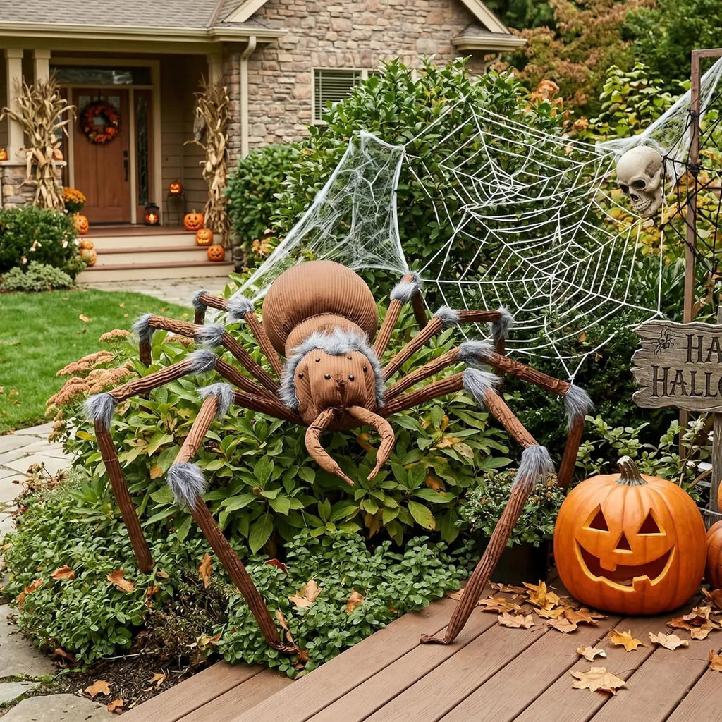 45” Scary Large Spider Halloween Decorations Brown Giant Spider Halloween Decor Outside, Indoor Party, Yard Lawn Garden Haunted House Prop