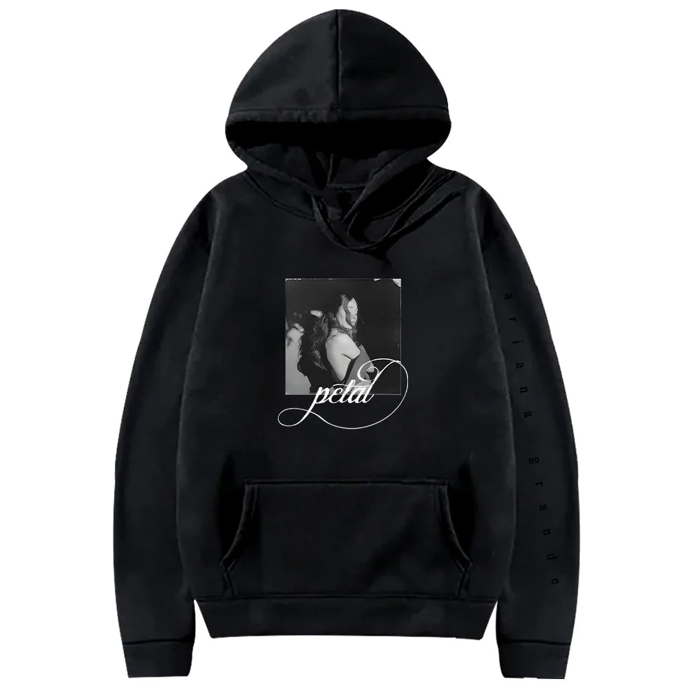 Fashion Ariana Grande Petal Hoodie Vintage Print Hoody Women Men Casual Long Sleeve Hooded Sweatshirts