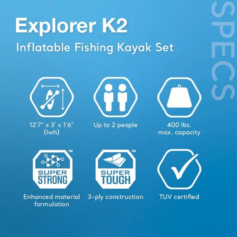 Intex 68309EP Excursion Pro K2 Inflatable Kayak 86" Kayak Paddles & High-Output Pump,SuperTough PVC,2-Person